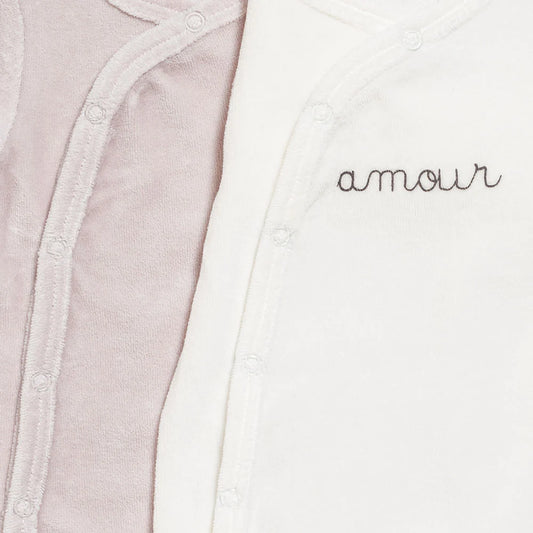 Lot de 2 pyjamas bébé Parme / Ecru