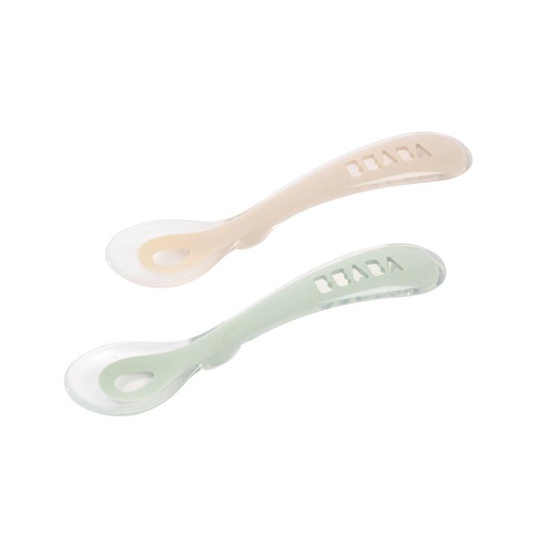 Lot de 2 Cuillères 2ème âge en silicone + boite de transport