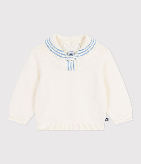 Pull bébé en coton à col châle