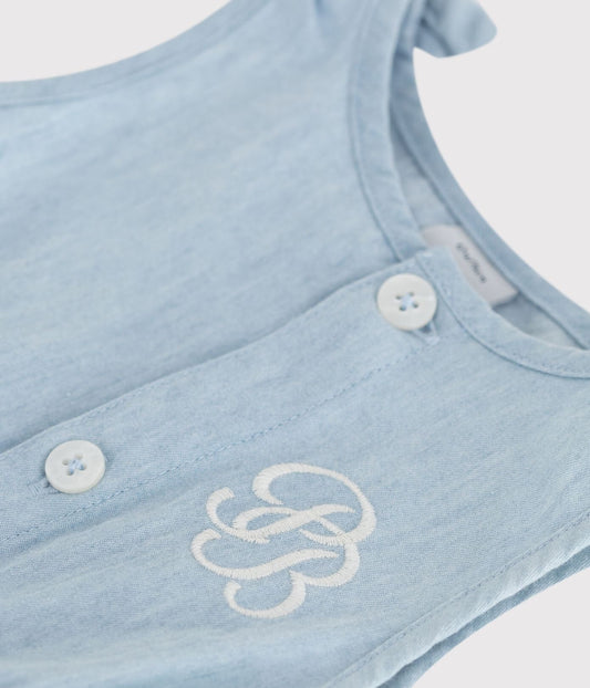 Combinaison courte bébé en chambray