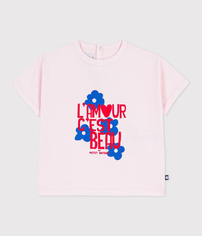 Tee-shirt bébé fille en coton à manches courtes à motif
