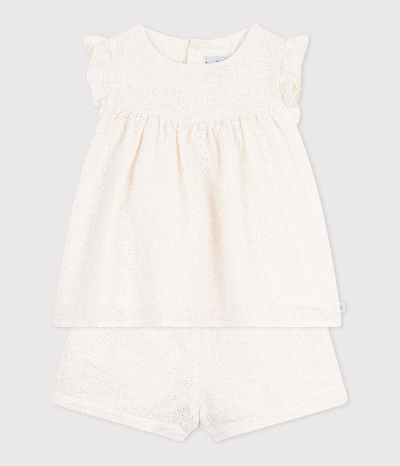 Ensemble bébé 2 pièces en broderie anglaise