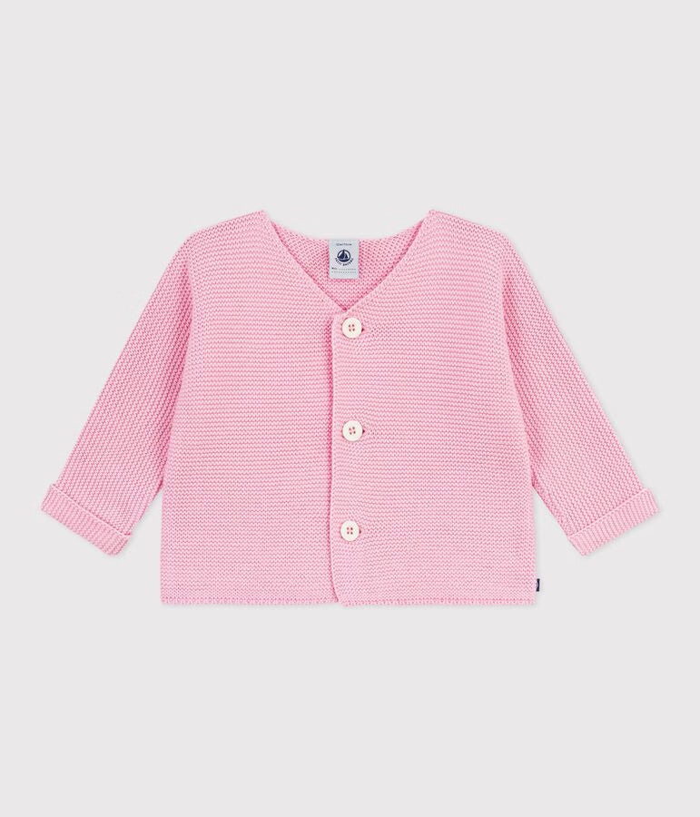 Cardigan bébé tricot point mousse en coton