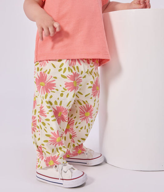 Pantalon bébé en coton imprimé fleurs