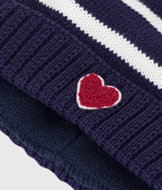 Bonnet à rayures doublé polaire