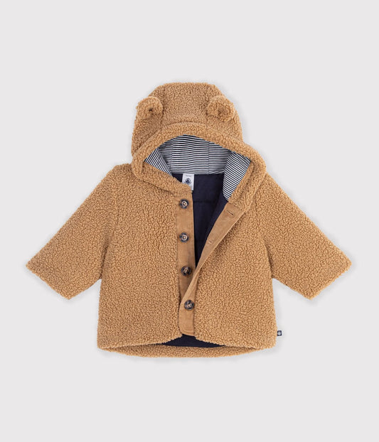 Manteau à capuche bébé en sherpa