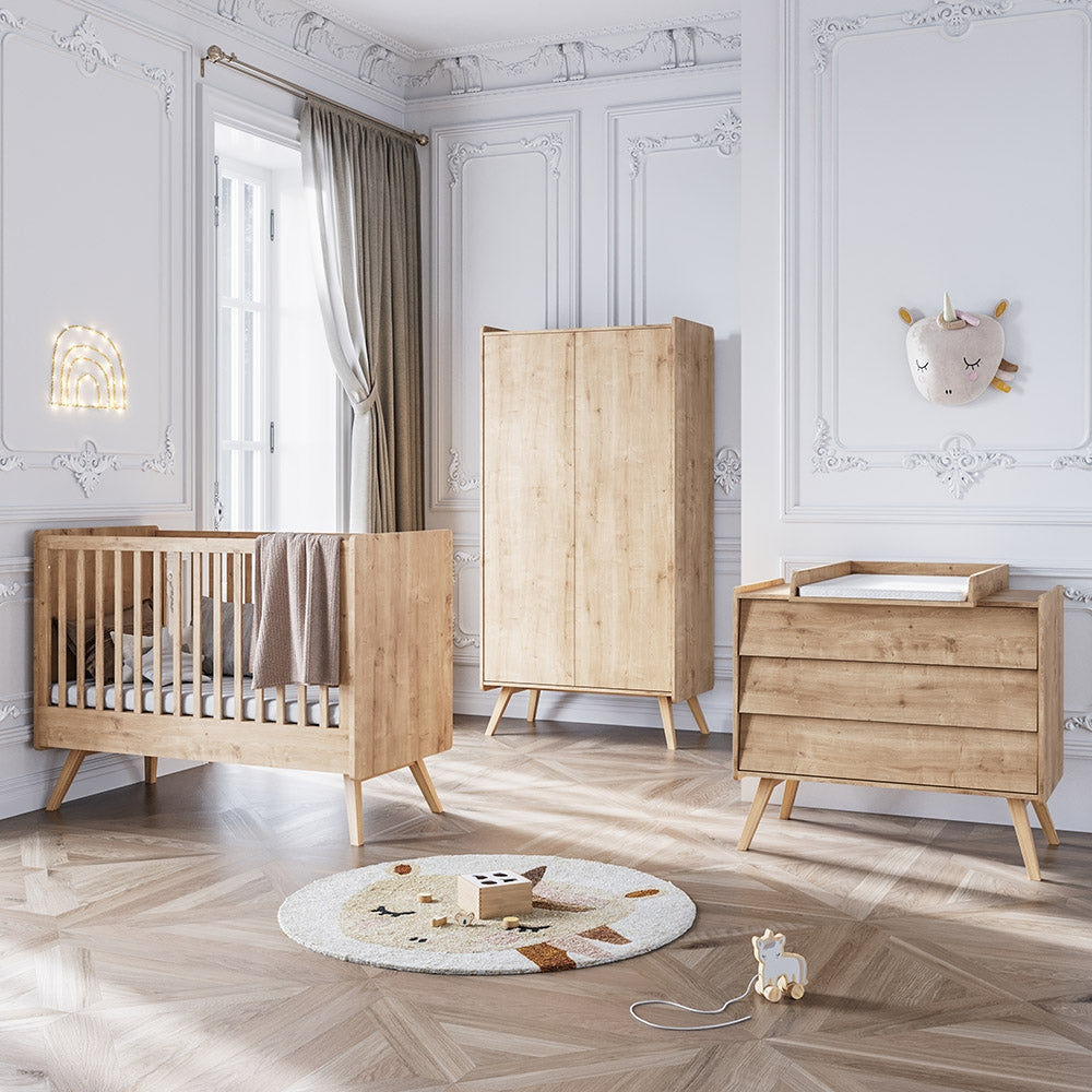 Chambre Vintage: Lit 70x140 + commode + plan à langer + armoire
