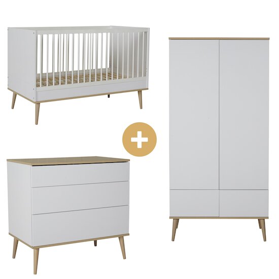 Chambre Flow : lit bébé 70x140 + armoire + commode
