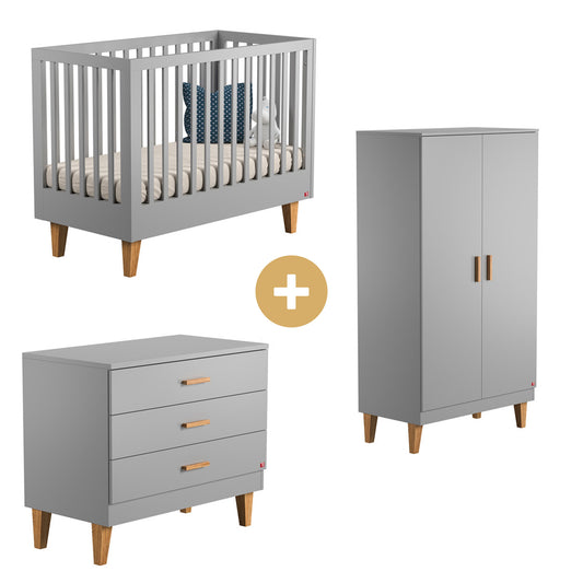 Chambre Lounge : lit bébé 70x140 + armoire + commode