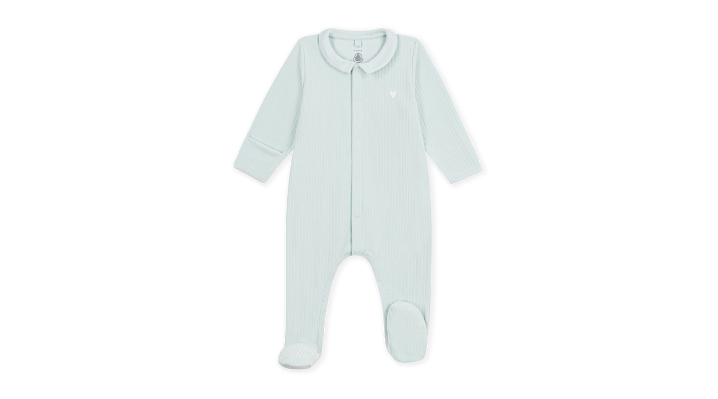 Pyjama bébé en velours à col uni