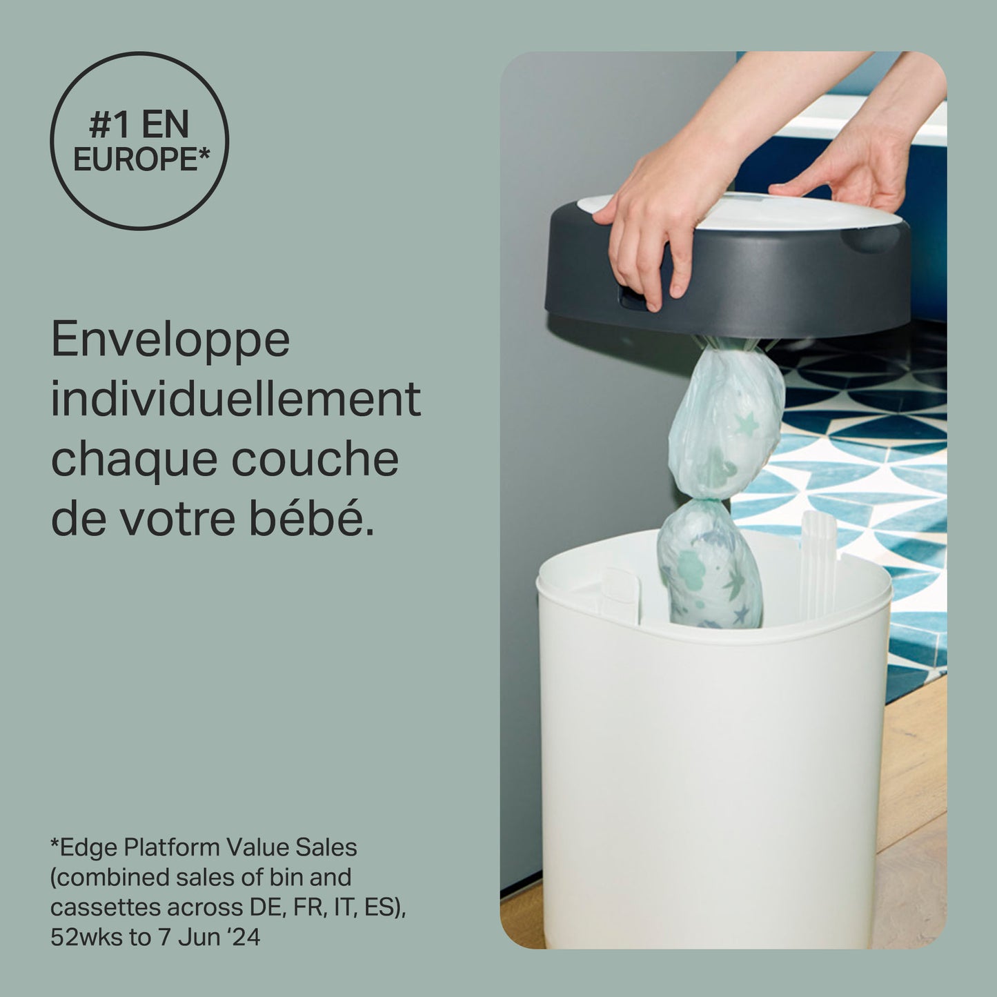 Poubelle à Couches Twist & Click Starter-Pack + 4 Recharges - Blanc