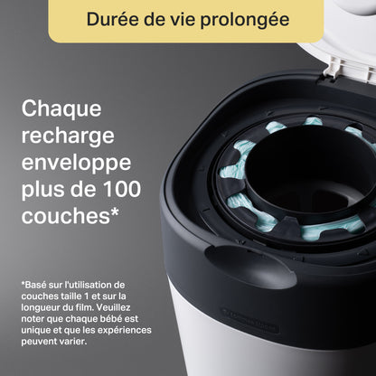 Poubelle à Couches Twist & Click Starter-Pack + 4 Recharges - Blanc