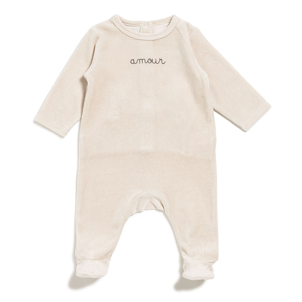 Pyjama bébé en velours Beige sable