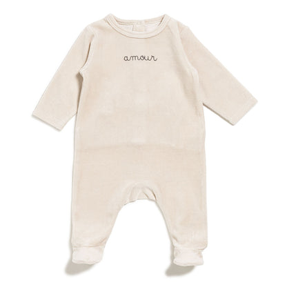 Pyjama bébé en velours Beige sable