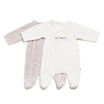 Lot de 2 pyjamas bébé Parme / Ecru