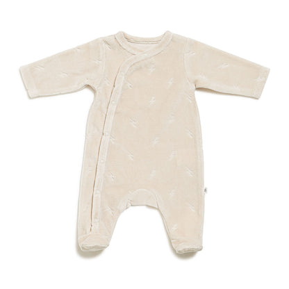 Pyjama bébé en velours imprimé foudre Beige sable Naissance