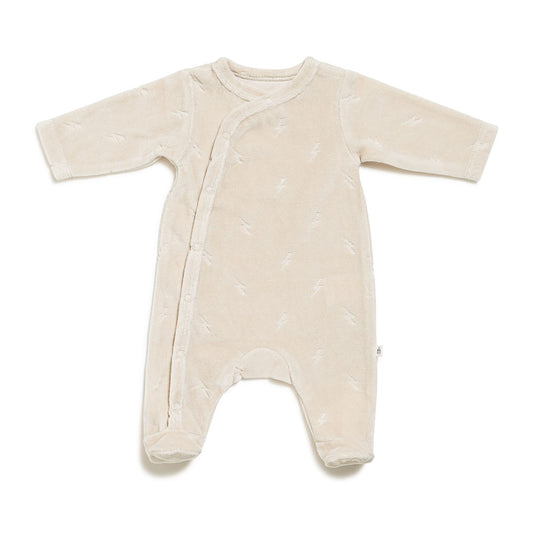 Pyjama bébé en velours imprimé foudre Beige sable Naissance