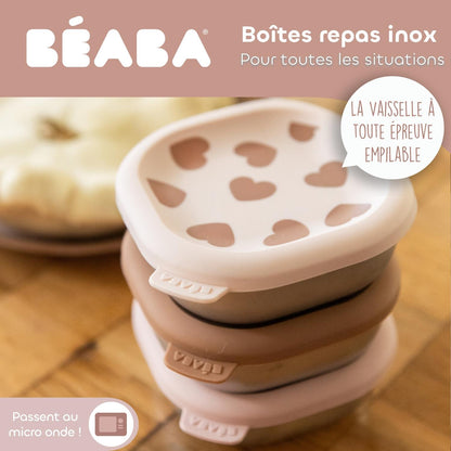Lot de 3 boîtes repas multi-usage en inox