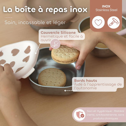 Lot de 3 boîtes repas multi-usage en inox