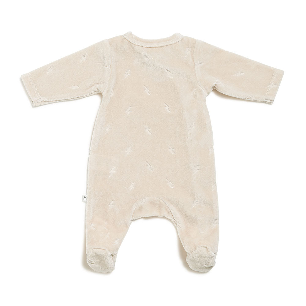 Pyjama bébé en velours imprimé foudre Beige sable Naissance