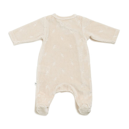 Pyjama bébé en velours imprimé foudre Beige sable Naissance
