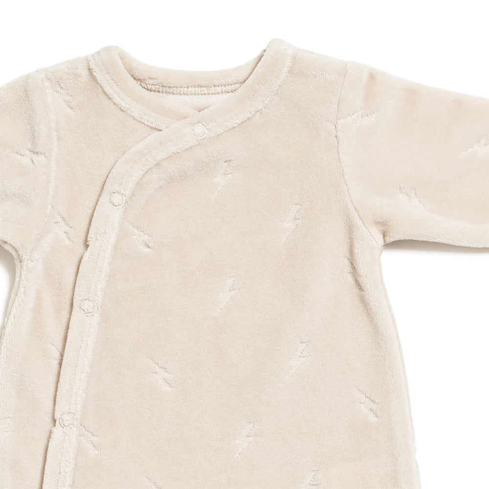 Pyjama bébé en velours imprimé foudre Beige sable Naissance