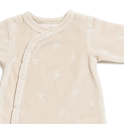 Pyjama bébé en velours imprimé foudre Beige sable Naissance