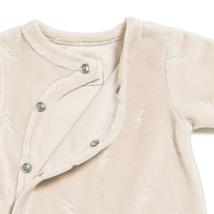 Pyjama bébé en velours imprimé foudre Beige sable Naissance