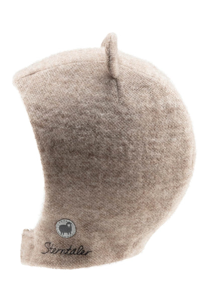 Bonnet en mérinos avec fermeture velcro et petites oreilles