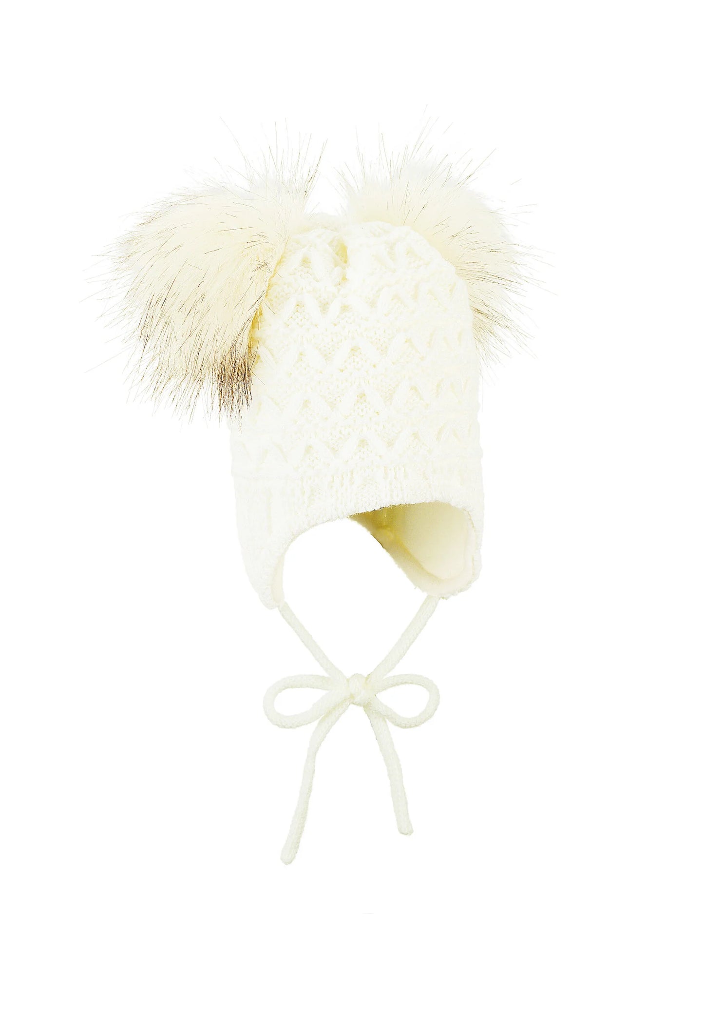 Bonnet tricoté avec deux pompons
