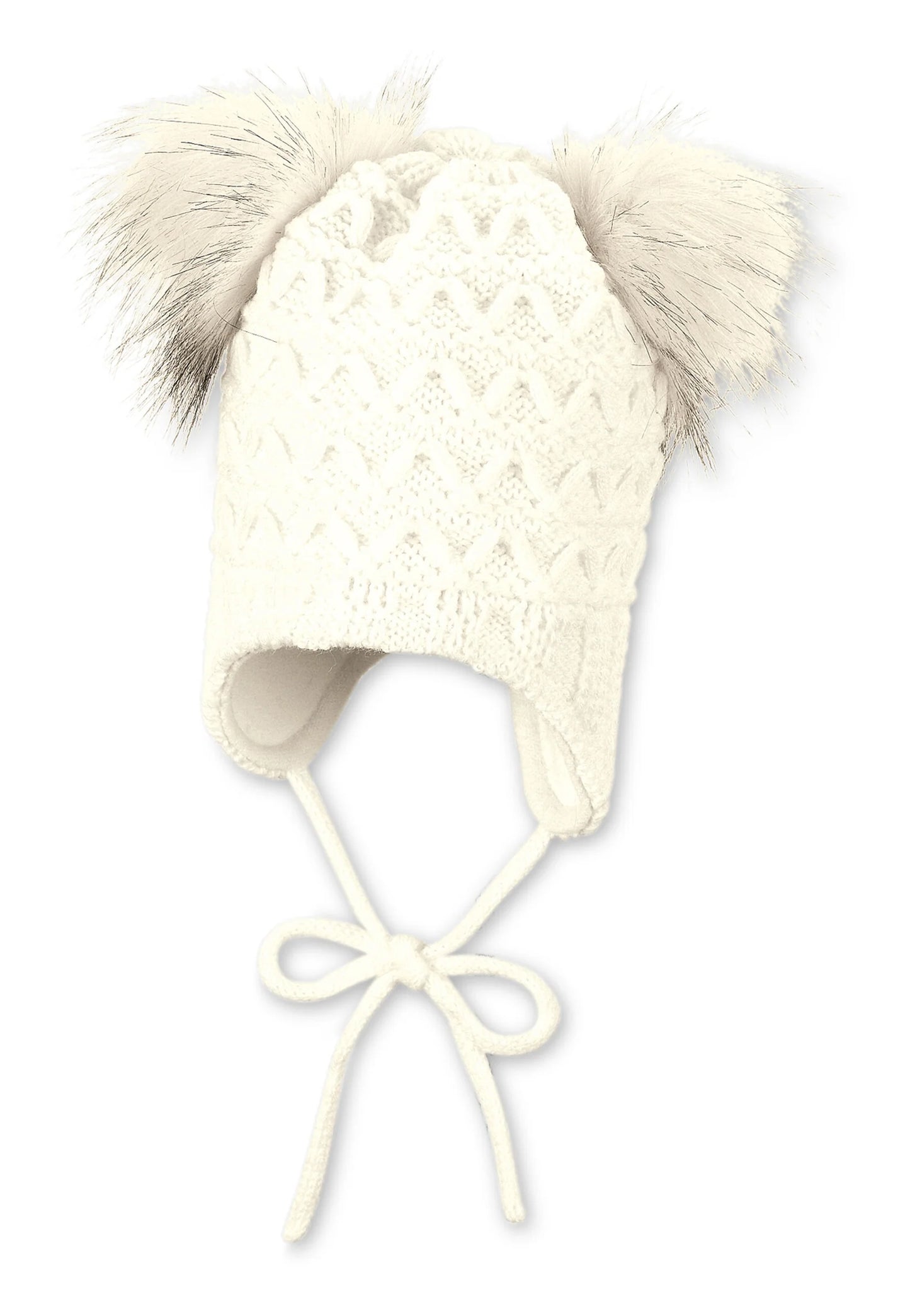 Bonnet tricoté avec deux pompons