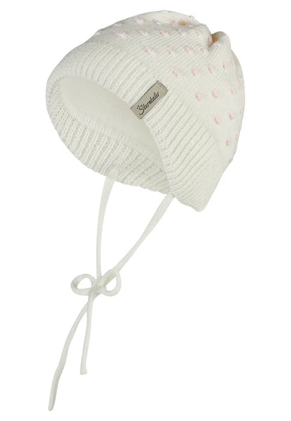 Bonnet tricoté avec lien