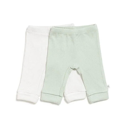 Lot de 2 leggings bébé Vert / Ecru