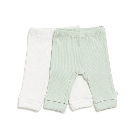 Lot de 2 leggings bébé Vert / Ecru