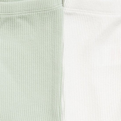 Lot de 2 leggings bébé Vert / Ecru
