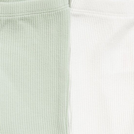 Lot de 2 leggings bébé Vert / Ecru