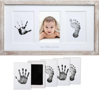 Cadre photo avec 2 empreintes de bébé