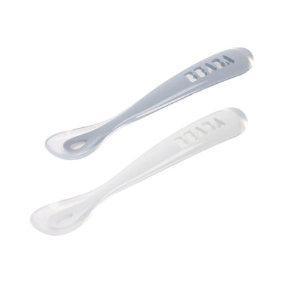 Set de 2 cuillères silicone 1er âge + boîte de transport