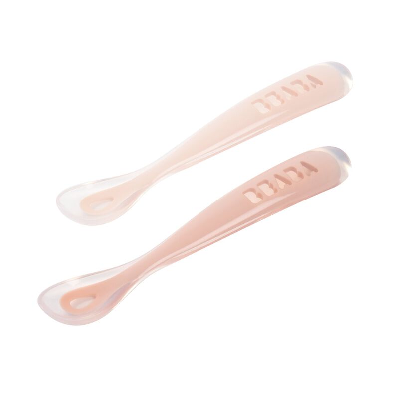 Set de 2 cuillères silicone 1er âge + boîte de transport