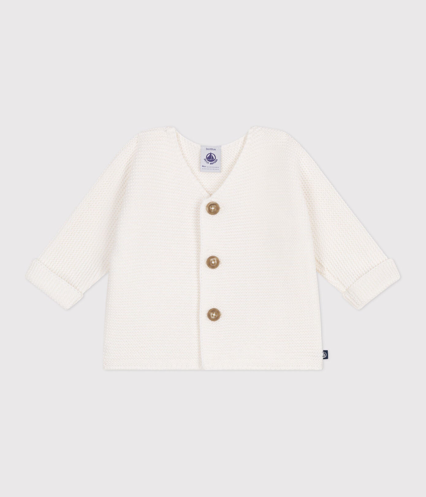 Cardigan bébé tricot point mousse en coton