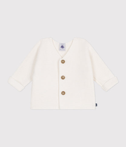 Cardigan bébé tricot point mousse en coton