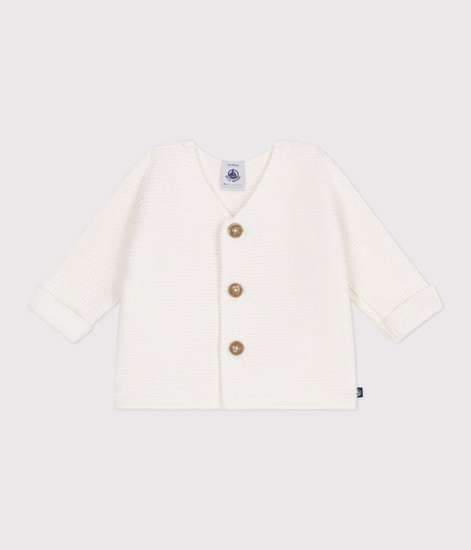 Cardigan bébé tricot point mousse en coton