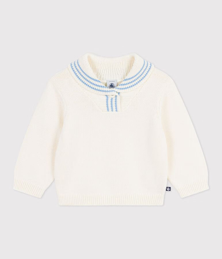 Pull bébé en coton à col châle