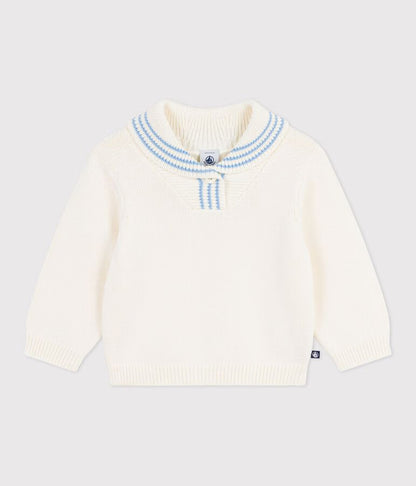 Pull bébé en coton à col châle