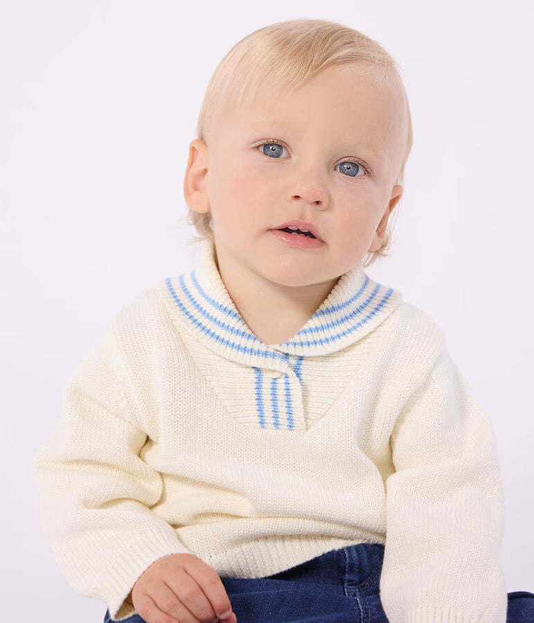 Pull bébé en coton à col châle