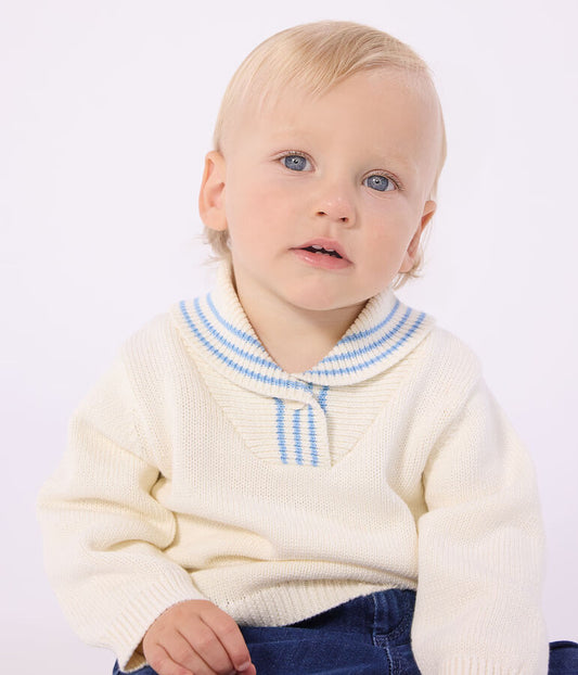 Pull bébé en coton à col châle