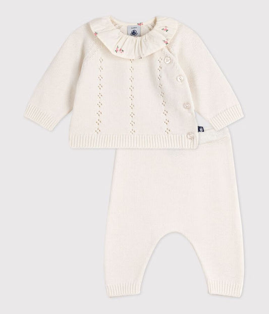 Ensemble 2 pièces bébé en tricot laine et coton