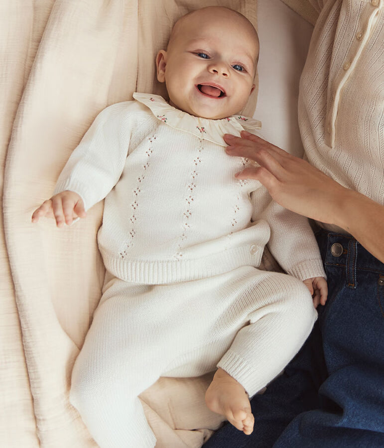 Ensemble 2 pièces bébé en tricot laine et coton