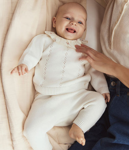 Ensemble 2 pièces bébé en tricot laine et coton
