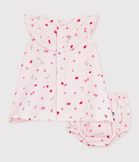 Robe bébé en coton avec son bloomer